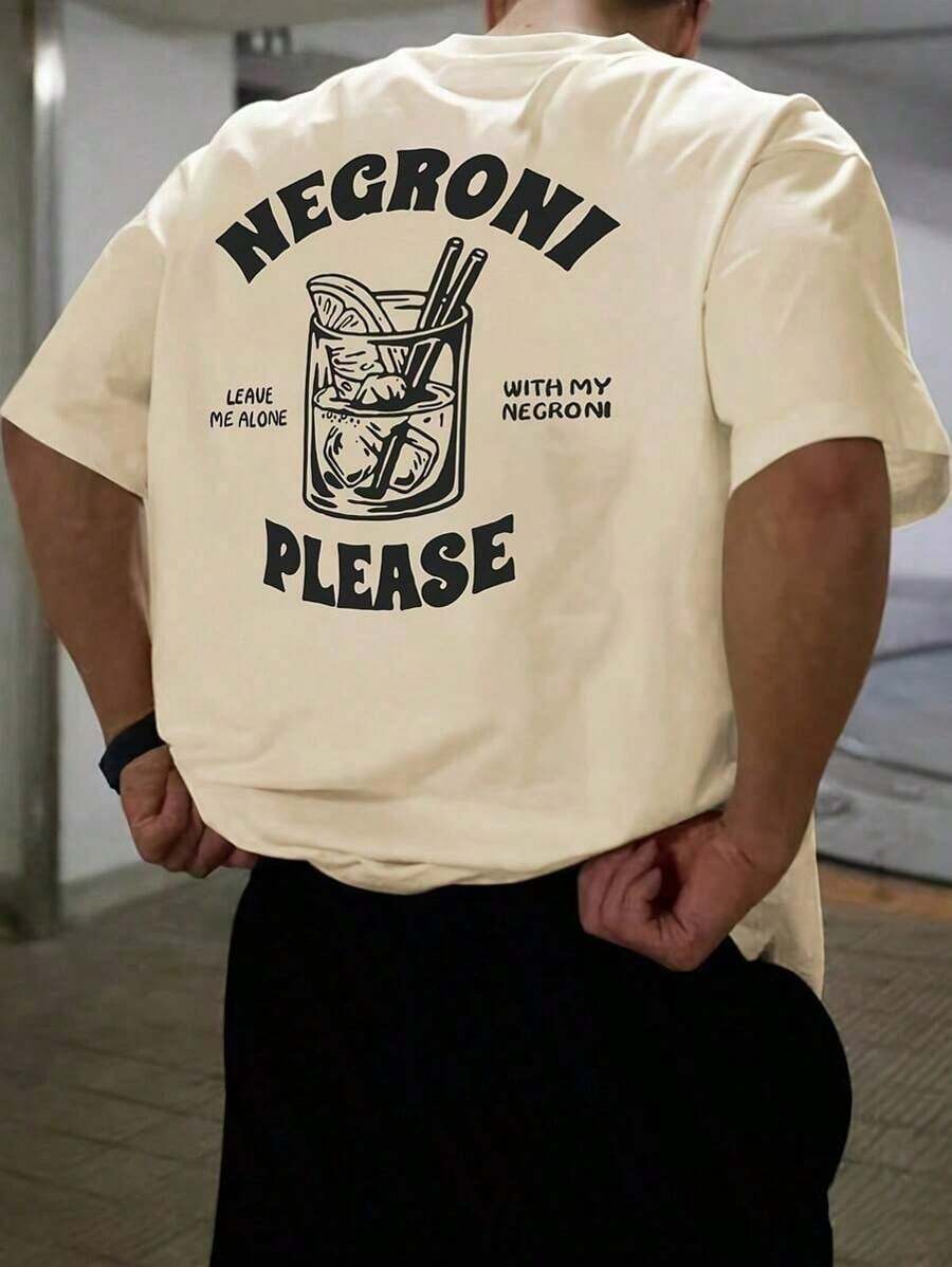 Men's Fashion T-Shirt Negroni Please Print Front Back - 米色 - 查看 1