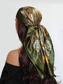 1 pièce Foulard carré en satin imprimé cachemire pour femmes, mode, convient pour les fêtes et l'usage quotidien, peut être utilisé comme bandana, fichu ou serre-tête. Accessoire idéal pour habiller votre look.