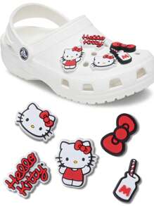 Sanrio 5pcs Cute Cartoon KT Cat Hole Shoe Charms, Travel & Beach Shoes Decor Accessories, Fun DIY Decoration