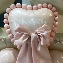 69 Stücke Elfenbein-Zahl-Ballonsatz, enthält 32 Zoll (81,28 cm) elfenbeinfarbeneFolie Ziffernballons, beige und hellrosa runde Latex-Ballons mit rosa Schleifen-Deko, geeignet für Jahrestag, Geburtstag, Hochzeit, Abschluss, Feiertag und Partydekoration