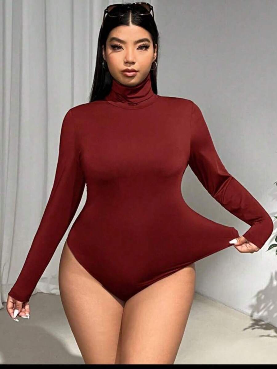 Body Bory Plus Size Bori Leotard Long Sleeve Suplex Size Large M L G1 G2 G2 G3 - Màu Đỏ Sâu - Xem 1