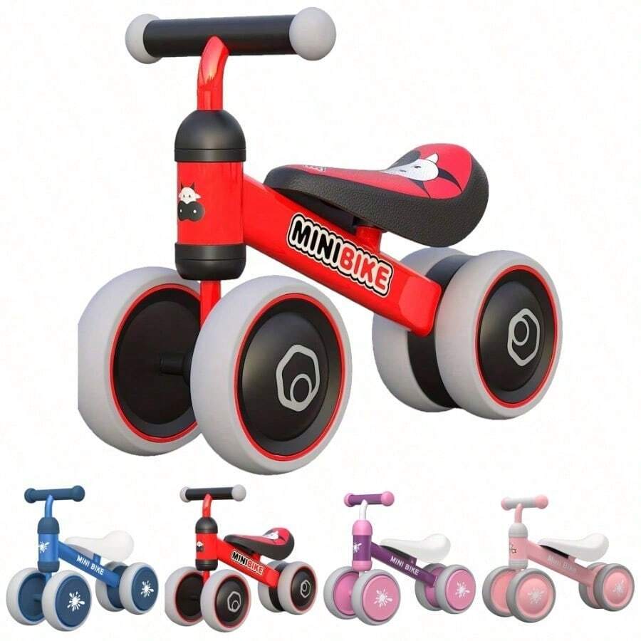 Kinder Laufrad Alpaka 4-Rad Balancierwagen, Lauflernrad für Kleinkinder 1-3 Jahre Laufhilfe