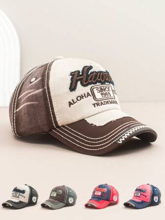 1 pièce Casquette de baseball rétro avec broderie de lettre, casquette de baseball avec décoration de broderie 3D en polyester, porter décontracté vintage et à la mode pour le printemps/été