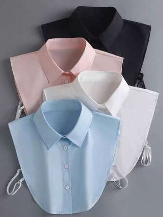 1pc Women's Plain V-Neck Fake Collar Sweater Dickey Shirt Decoration Layering Piece, Versatile For Daily Wear For Dress For Christmas Decor