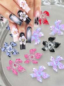 100 Peças Encantos de Unha com Flores, Encantos de Arte de Unha 3D, Jóias de Unha Floral Fofas, Strass de Unha Mistos de Cores, Gemas de Resina para Unhas, Acessórios de Unhas para Primavera e Verão, Decorações de Manicure para Mulheres