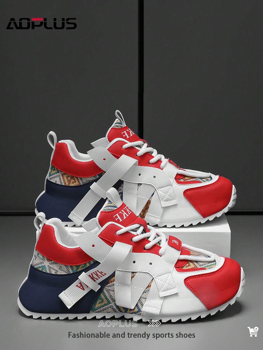 AoPlus Men's Must-Have Outdoor Adventure Sports Shoes - Slip-Resistant, Durable, Lightweight & Comfortable, All-Season Versatility For Unstoppable Exploration - Đỏ và xanh - Xem 1