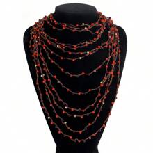 1 Stück asymmetrische mehrschichtige Kette mit Perlenanhänger, modischer, eleganter mehrschichtiger Halskette, geeignet für Frauen zum Ausgehen