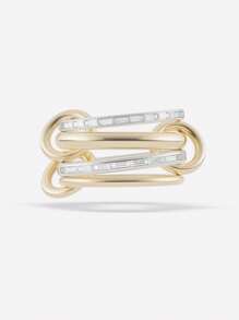 18K Gold Plated Copper Zirconia Multi-Layer Connecting Dual-Color Ring, Elegant & Cute Ring Suitable For Gifts, Parties, Dates And Daily Wear