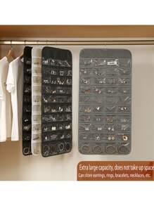Jewelry Storage Bag, Double-Sided 80-Compartment Jewelry Display Stand For Earrings And Necklaces, Home-Use Dust-Proof Organizing Hanging BagJewelry Storage Hanging Bag, Earring Storage Hanging Bag, Necklace Hanging Storage