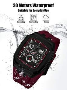 REWARD Men's Quartz Watch Business Fashion Style Timing Calendar Luminous Hands Multi-Functional Men Wristwatch High Quality Gift Classic Design Silicone Watch Band - Red - View 9