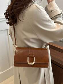 复古纯色方形单肩包全包翻盖腋下包女士最简约腋下包，新年理想礼物，女士时尚商务休闲包，办公室、商务和工作完美适合购物、钱包、购物、年轻女性、大学生、新人、白领。非常适合办公室、大学、工作、商务、通勤、户外活动、旅行和郊游