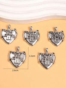 5pcs Silver-Plated Punk Style Skeleton Pendant DIY Charm Jewelry Craft, Halloween M601 - Silver - View 18