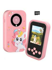 Juguete de smartphone para niños con pantalla IPS de 2,4'' y cámara dual, teléfono de aprendizaje educativo para niñas y niños de 3 a 10 años, incluye juegos, reproductor de música, reloj despertador y funda de silicona suave, regalo perfecto para Navidad y cumpleaños (con tarjeta de 32GB)