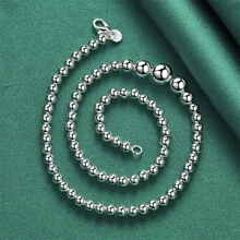 Charm 1pc 925 Sterling Silver Plated 18 Inches Exquisite Polished Size Bead Chain Necklace Women Fashion Wedding Gift Jewelry Party