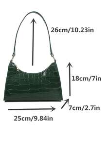 1pc Vintage Crocodile Pattern Underarm Handbag, Fashionable Versatile Shoulder Bag For Women , Vintage Bag - Green - View 6