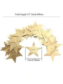 1/3/5 件闪光星花环横幅装饰，1 包/4 米亮星悬挂彩旗横幅背景，适用于伊斯兰生日派对装饰 - 金色 - 查看 2