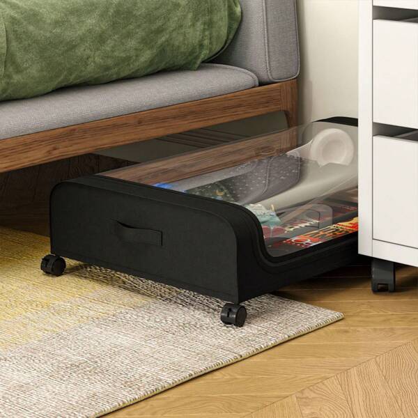 2-Piece Underbed Organizer With Wheels, Enlarged Underbed Organizer With Clear Lid, Extended Underbed Shoe Rack For Shoes And Clothes Storage