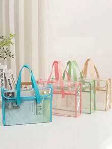 1pc Large-Capacity Portable Folder, Transparent Waterproof Hand-Held Bag, Handheld Expandable Folder, File Storage Bag Inserted Into Organizations, Office Supplies, Student File Bag School Supplies, School Supplies,Back To School