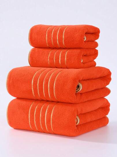 1条/2条装奢华金边金线珊瑚绒超柔软吸水浴巾，速干不掉毛，桑拿浴巾，高品质浴室配件，送给伴侣的最佳礼物，适用于美容院、酒店、运动、家居等场所，毛巾，护肤