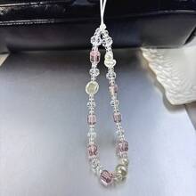 Pink Phone Lanyard, Crystal Shell Phone Wrist Strap, Camera & Phone Decor Lanyard