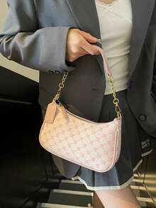 1 件 PU 软皮腋下包，时尚单肩包，休闲百搭链条斜挎包，纯色休闲日常包，适合日常使用 - 旅行、工作、购物、上学、通勤、约会、女士礼物、商务通勤