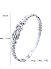 TONSI 1 pièce Élégant Charme Minimaliste Chic Bracelet haut de gamme en acier inoxydable avec zircone cubique plaqué or 18 carats et motif géométrique rivet diamant. Convient pour les vacances, les voyages, le travail, la vie quotidienne, les fêtes, les rassemblements. Bijou pour femme.
