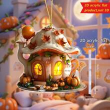1pc Halloween Pendant Creative Pumpkin House Shape Bag Key Car Rearview Mirror Decoration Decoration Home Decor A Perfect Gift For Friends And Family.