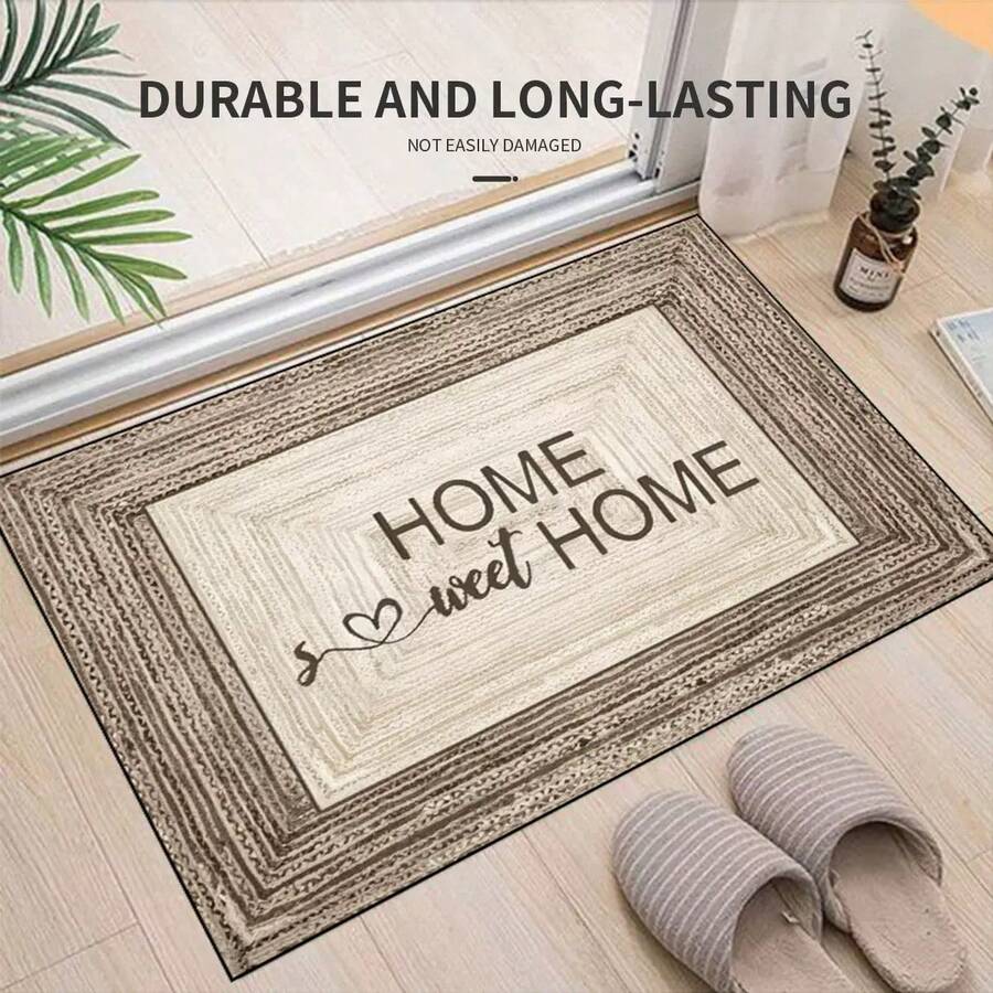 1件裝「Home, Sweet Home」設計門墊 - 900g/Sqm 法蘭絨材質,可機洗,耐用,防污,快乾,適用於室內/室外門墊、家居裝飾、房間裝飾、臥室地毯、廚房地毯、照片、道具、戶外裝飾禮品、節日禮品、區域地毯,四季皆可用 - 彩色 - 查看 1