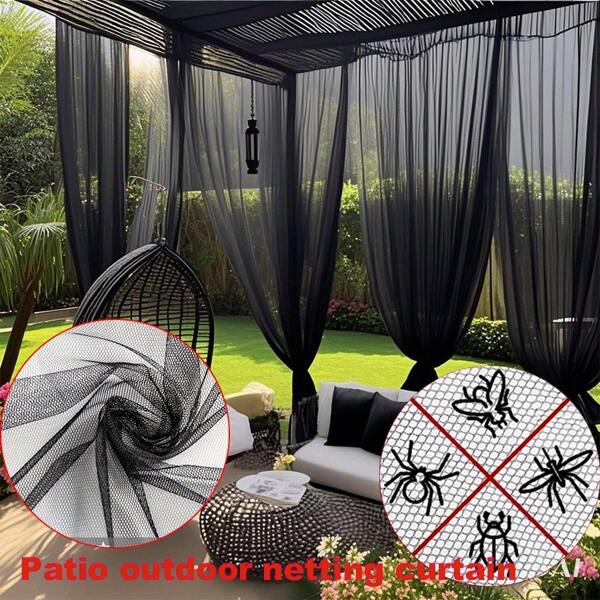Cortina de mosquitera para uso en exteriores - Pantalla a prueba de insectos resistente y duradera para patio, cenador, pérgola - Fácil de instalar, cortinas de malla semi-transparentes resistentes a las condiciones climáticas que mantienen alejados a los insectos (Cuerda no incluida)