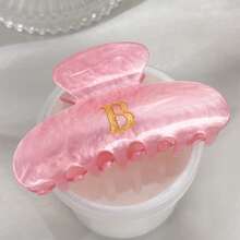 1 件粉色闪光亚克力字母爪夹 - 特大防滑发夹，适合浓密头发，复古粉色发夹，女士发饰（婚礼/海滩/礼物）时尚发夹，休闲发夹，秋冬度假装女士 - 彩色 - 查看 8