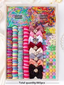 153/858/861/908pcs Pastel Color Hair Accessories Set, Includes Mesh Bow Clips, Rhinestone Bow Clips, Multi-Color Textured Bow Clips, Mesh Rhinestone Bow Clips, Chiffon Flower Clips, Faux Flower Clips, Mesh Bow Scrunchies, Star BB Clips, Mini Claw Clips And Multi-Color Thin Hair Ties, Suitable For Girls And Women For Daily, Party, Travel Use To Create Sweet And Cute Looks