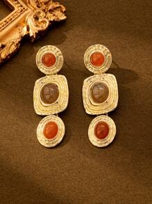 1 pereche de cercei geometrici exagerați, bijuterii simple, de înaltă calitate, la modă