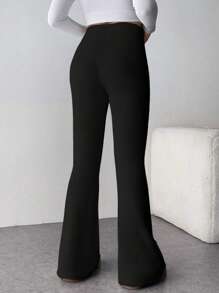 Damen Hohe Taille Einfarbige Lässige Warme Weite Hose, Dicke Warme Leggings für Fitness, Weiche Yogahose, Damenbekleidung, Damen Weite Hose, Damen Lange Hose