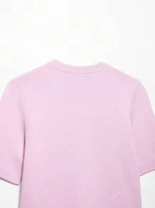 DEEKA New Spring/Summer Women Casual Fashion Minimalist Versatile Short Sleeve Knit Top