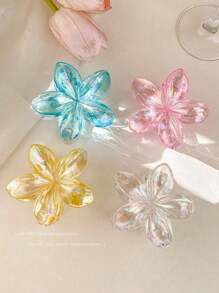 4 Stück Frauen Y2K Blumen-förmige Laser Meerjungfrau Haarclips, Große Größe: 8cm/3,15 Zoll, Rosa/Weiß/Blau/Gelb, leichtes Kunststoff Haarclips, modisch, vielseitig, elegant, minimalistisch, einfarbige Haaraccessoires geeignet für den täglichen Gebrauch, Lässig-Partys, Arbeitswegeverkehr, exklusive Haarstyling zum Hochbinden von Haaren, Dutt, Gesichtwaschen, Baden, Schminken und Kombinieren von Kleidung mit Accessoires, Kopfbedeckungen, Ornamente und Clips, Schul-Valentinstag Haarklammer Haarspangen Haargreifer Haarklammer