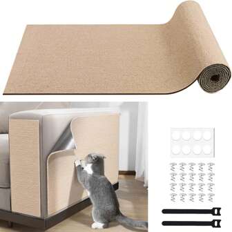 3-In-1 Self-Adhesive Cat Scratch Furniture Protector Pad, Replacement For Cat Scratching Post, Leather Sofa & Furniture Guard, DIY Pet Scratch Protector