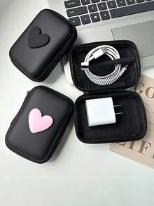 迷你数码收纳包 - 完美收纳U盘、硬盘、耳机等！EVA心形设计，防震拉链，适合收纳耳机、数据线、充电器等。居家、旅行、健身、露营、度假、日常使用、约会、节日、返校、假日旅行必备。 - 彩色 - 查看 2