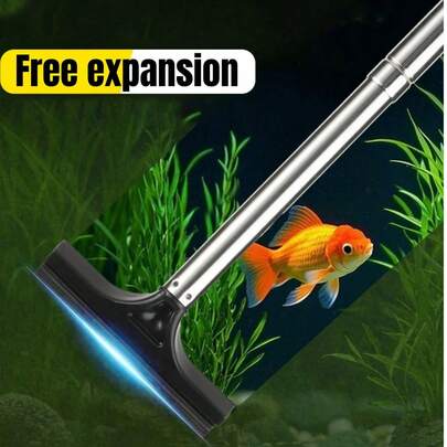 Extendable Algae Scraper Brush - 2-In-1 Metal & ABS Telescopic Cleaner For Fish Tanks, Windows, Outdoor/Home Use, Extends To 98cm (38.58") Multi-Surface Tool