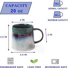 Large Ceramic Coffee Mugs, 20 - And Microwave Safe (Blue Green)-Holidaygift - Dark Green - View 2