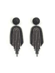 1 pieza Pendientes de lujo exagerados con rhinestones y borlas, accesorio de moda glamoroso como regalo para mujeres en fiestas