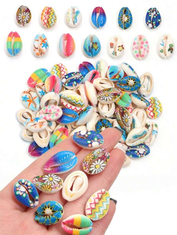 5/10pcs Painted Shell, Natural Seashell, Aquarium Vase Filler, Necklace Bracelet Earring Ring DIY Craft Supplies, Home Wind Chime Photo Frame Decor, Perfect Gift For Holiday/Birthday