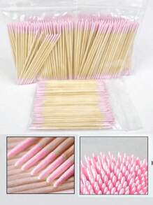 100pcs Double-Ended Nail Polish Remover Sticks, Small Pointed Dual-Headed Beauty Makeup Cleansing Tools, Cosmetic Makeup Remover Sticks