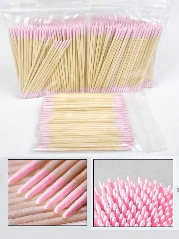 100pcs Double-Ended Nail Polish Remover Sticks, Small Pointed Dual-Headed Beauty Makeup Cleansing Tools, Cosmetic Makeup Remover Sticks