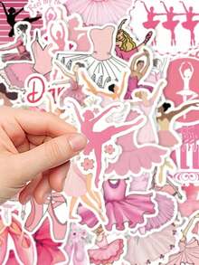 50 张粉色芭蕾女孩贴纸，适用于文具、笔记本、行李箱、笔记本电脑装饰贴纸，适合返校
