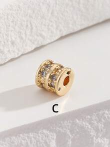 1pc Copper Gold-Plated Color-Preserving Purple Rhinestone Inlaid Spacer Bead Barrel Bead Crystal Pearl Bracelet DIY Accessory Loose Parts - Yellow Gold - View 11