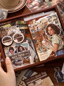 147 Stücke Vintage/Retro Scrapbooking dekorative Aufkleber, Slow Living Serie, geeignet als Geschenk, für Büro, Zuhause, Markierung, Etiketten, Klassenzimmer, Unterhaltungsspielzeug, Schülerplaner DIY kreative vintage Dekorationsaufkleber, Schulmaterial, Schulanfang