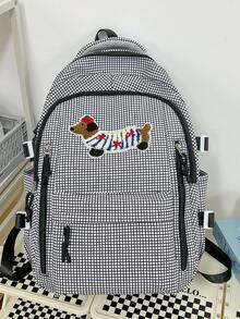 La adorable mochila bordada con perrito de dibujos animados, versión coreana, estilo dulce, adecuada para estudiantes de primaria y secundaria, con gran capacidad y diseño único. - Multicolor - Ver 15