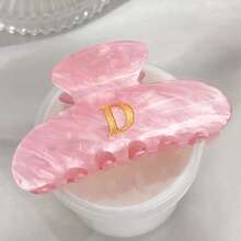 1 件粉色闪光亚克力字母爪夹 - 特大防滑发夹，适合浓密头发，复古粉色发夹，女士发饰（婚礼/海滩/礼物）时尚发夹，休闲发夹，秋冬度假装女士 - 彩色 - 查看 16