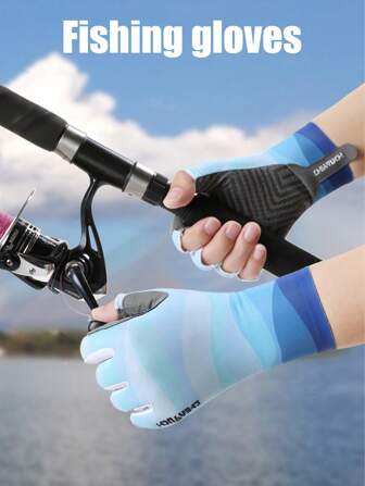 1 paire de gants de pêche, gants de pêche respirants d'été anti-dérapants à demi-doigts en silicone, gants de pêche légers et durables