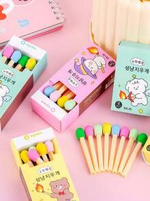 Gôm tẩy 8 que diêm, hình dạng ngộ nghĩnh và dễ thương, tẩy diêm học sinh sang trọng, sạch sẽ (1 hộp 8 que) không để lại cặn, mềm dẻo. Màu sắc ngẫu nhiên, thích hợp cho việc học tập, vẽ vời và làm việc văn phòng. Nhỏ gọn, tinh tế, dễ dàng mang theo, mùa tốt nghiệp, đồ dùng học tập, văn phòng phẩm cho bé trai, văn phòng phẩm cho bé gái, hình dạng dễ thương, văn phòng phẩm vui nhộn - Nhiều màu - Xem 4